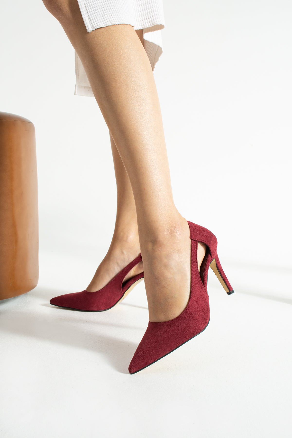 Women's Pointed Toe Calfskin Suede Heeled Shoes 9 cm Comfortable