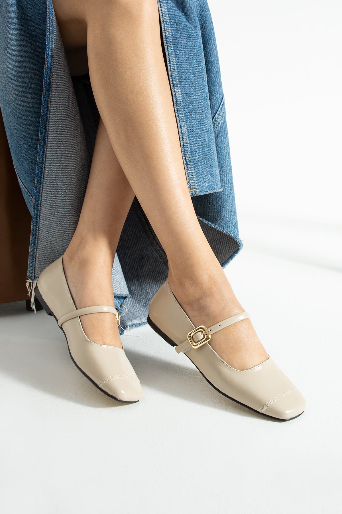 Buckled Mary Jane Ballerina Shoes Flat Sole Comfort