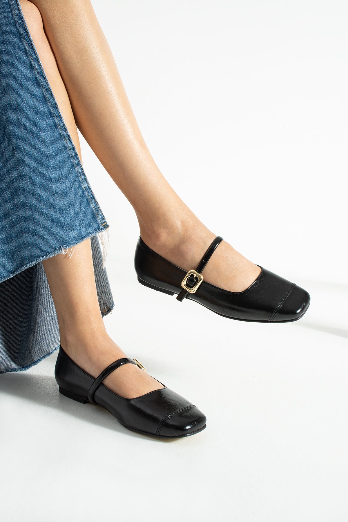 Buckled Mary Jane Ballerina Shoes Flat Sole Comfort