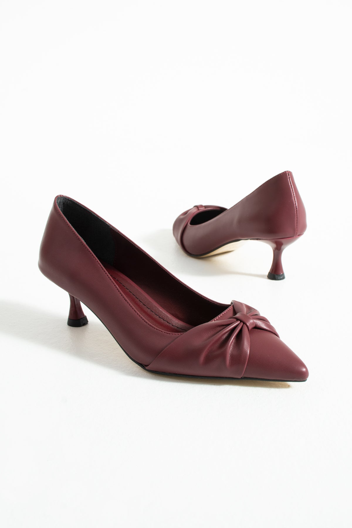 Bow Detailed Kitten Heeled Shoes 5 cm Comfortable