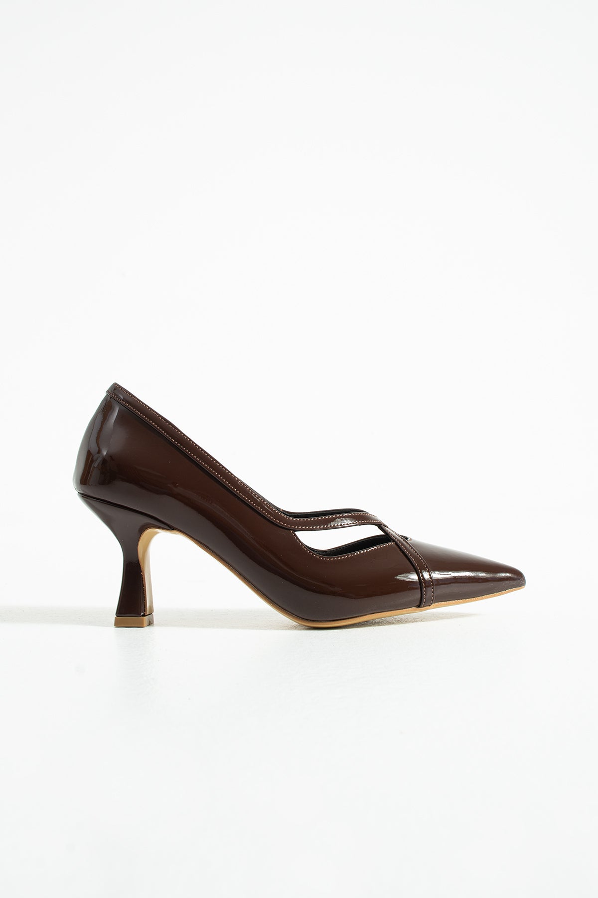 Stylish Cross-Strap Patent Heeled Shoes 7 cm