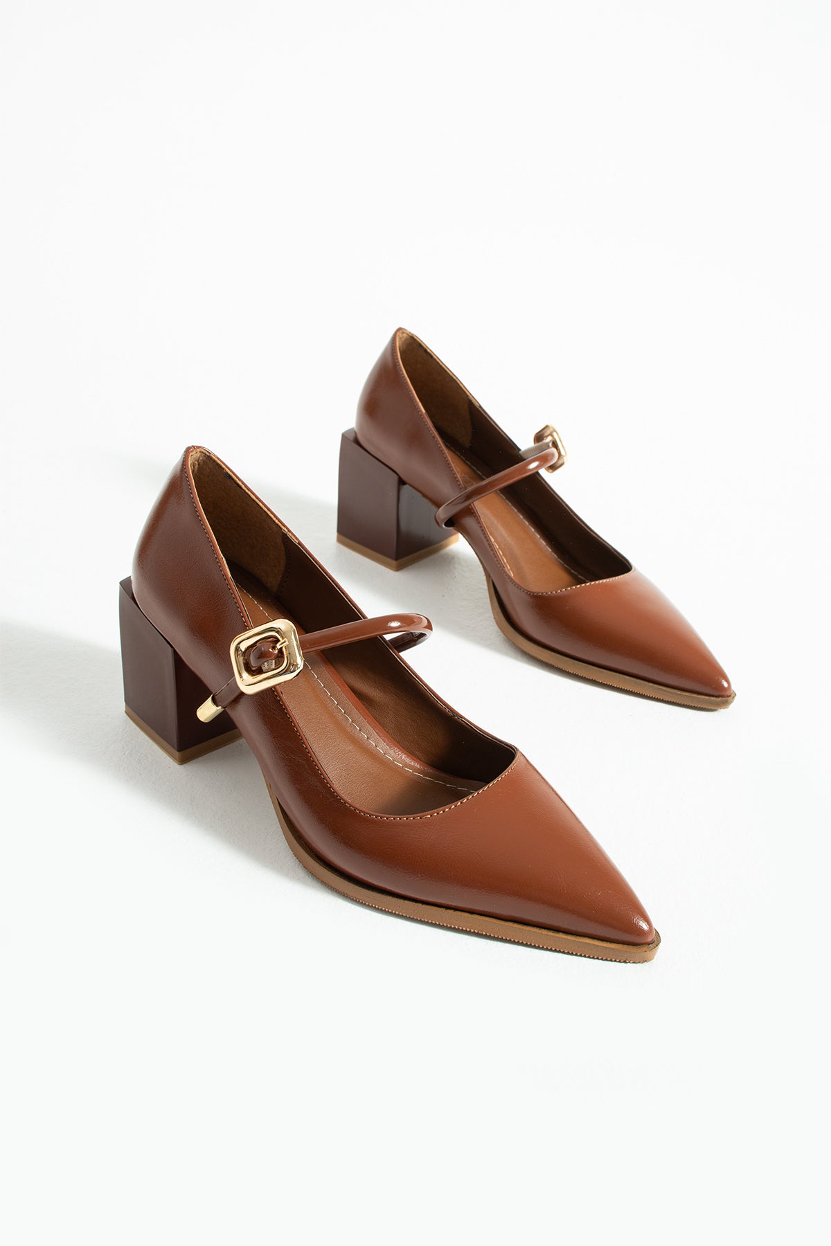 Buckled Block Heel Mary Jane Shoes 6 cm
