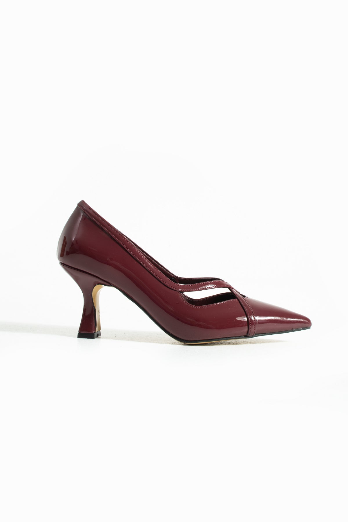 Stylish Cross-Strap Patent Heeled Shoes 7 cm