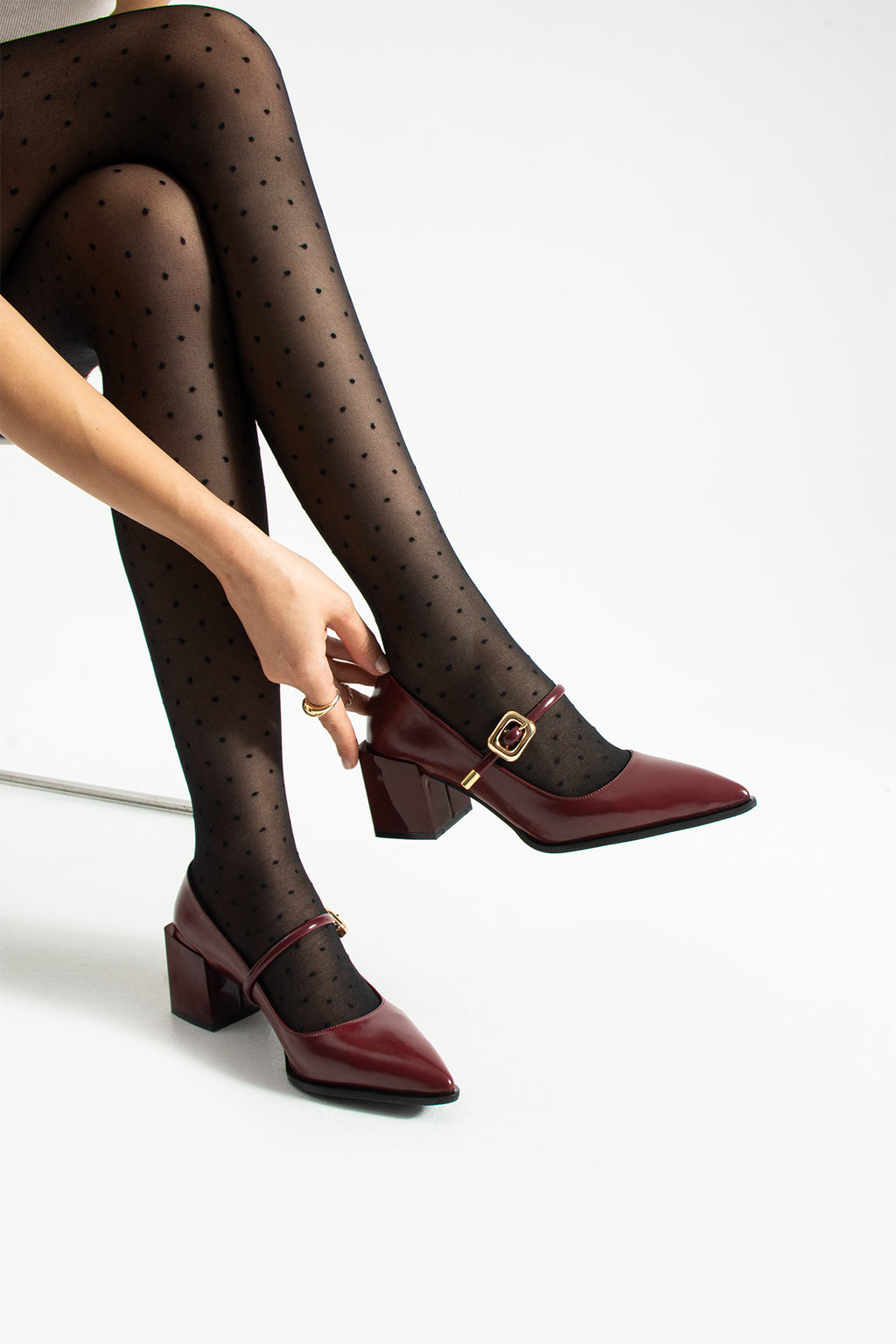 Buckled Block Heel Mary Jane Shoes 6 cm