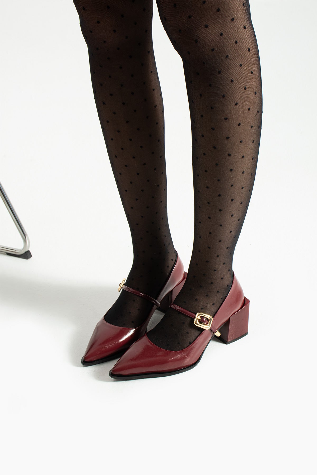 Tokalı Blok Topuklu Mary Jane Ayakkabı 6 cm