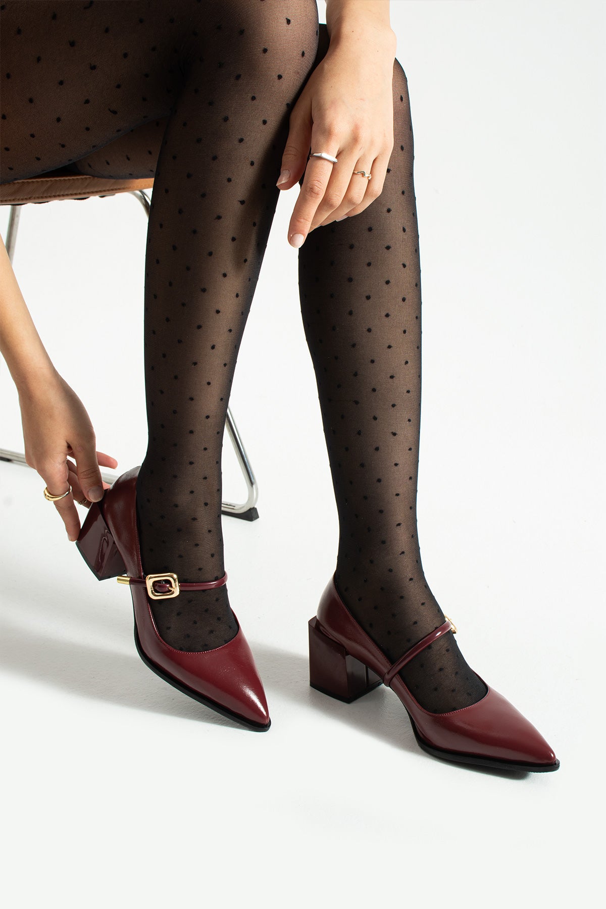 Buckled Block Heel Mary Jane Shoes 6 cm