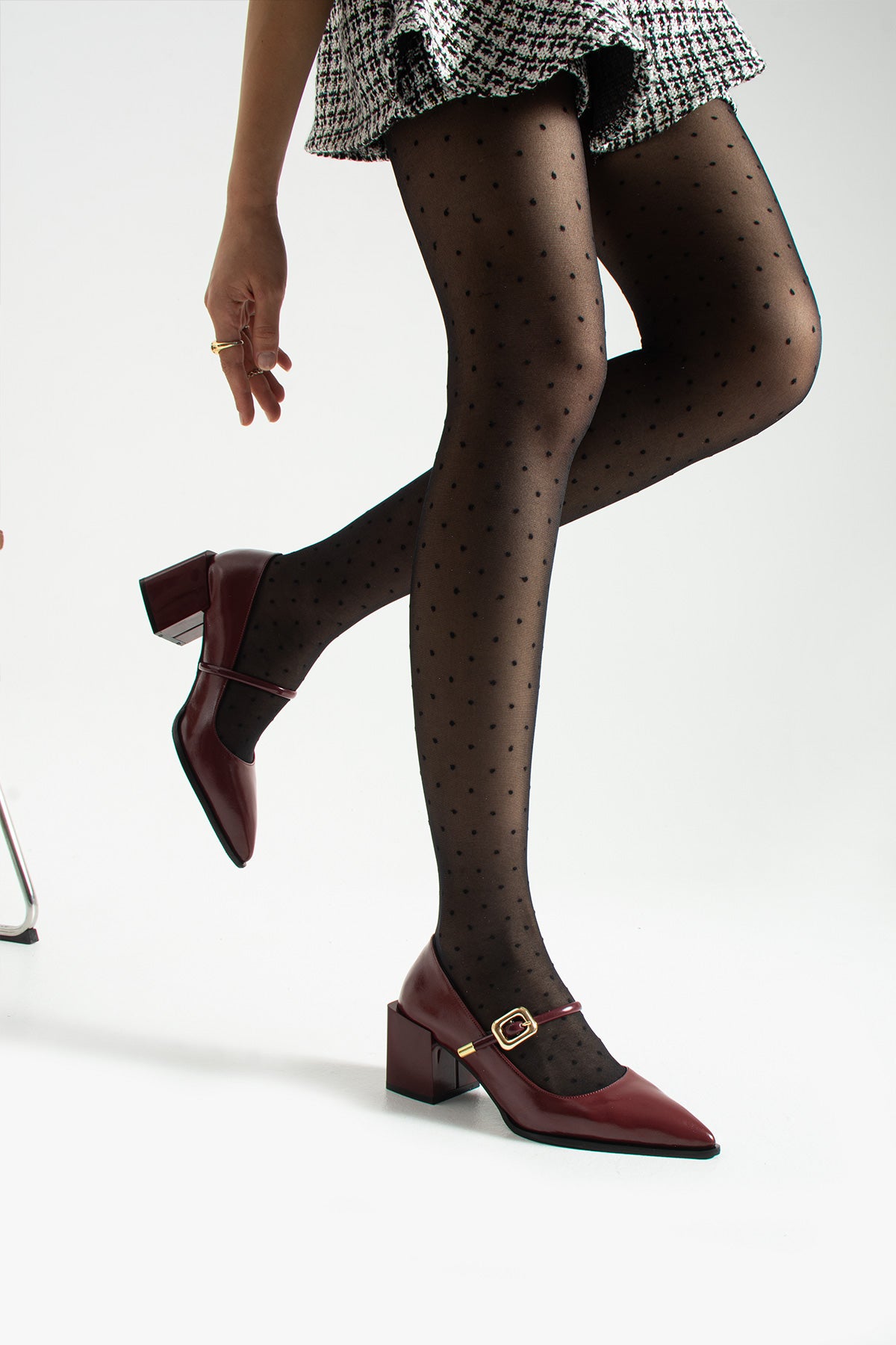 Buckled Block Heel Mary Jane Shoes 6 cm