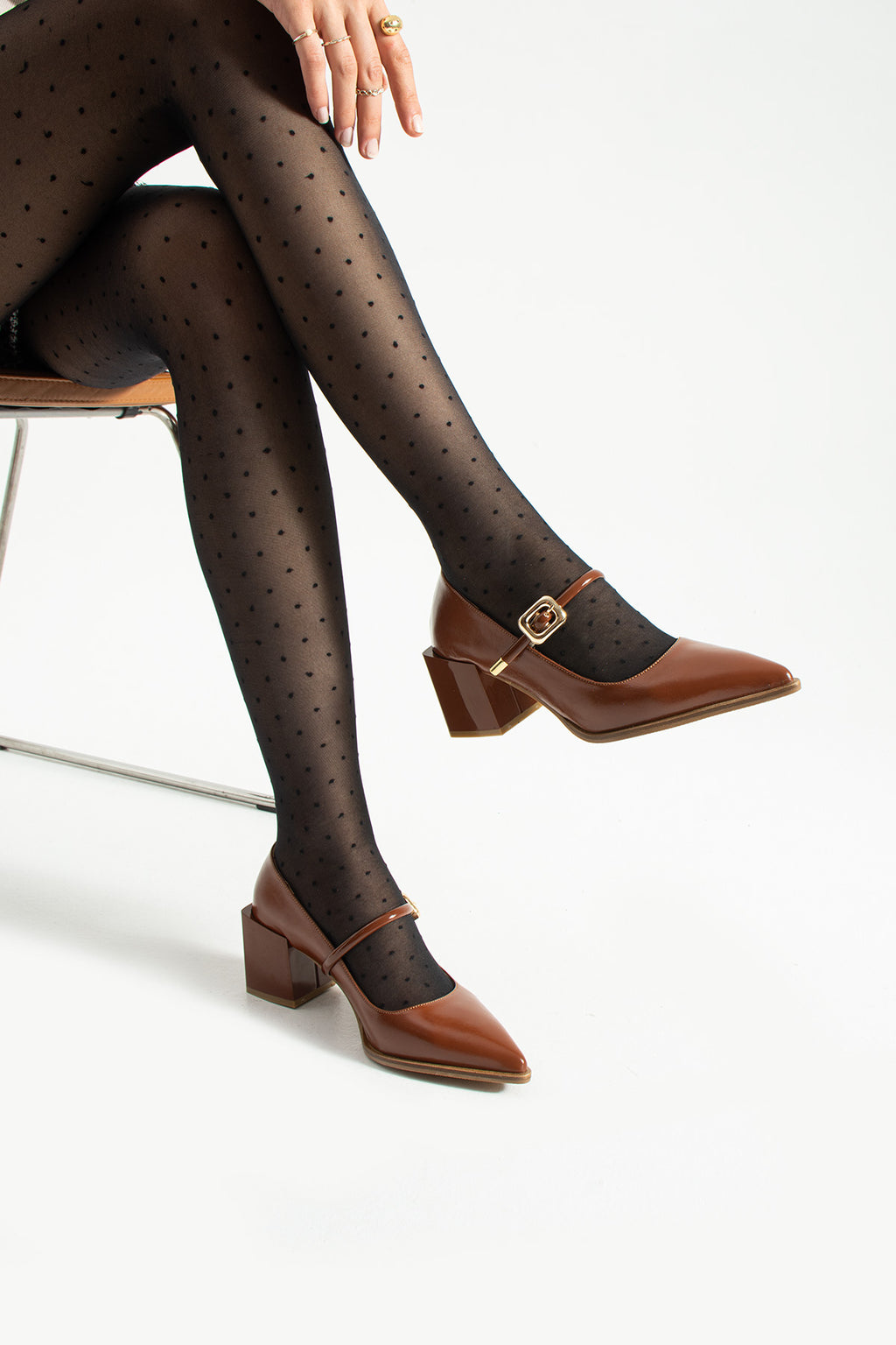 Buckled Block Heel Mary Jane Shoes 6 cm