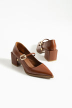 Buckled Block Heel Mary Jane Shoes 6 cm