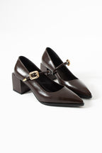 Tokalı Blok Topuklu Mary Jane Ayakkabı 6 cm