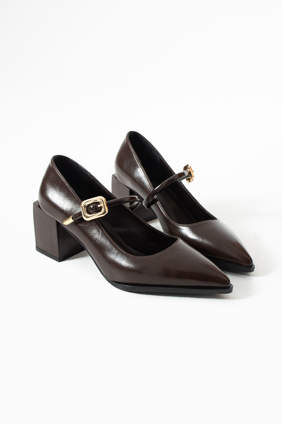 Tokalı Blok Topuklu Mary Jane Ayakkabı 6 cm