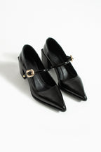 Buckled Block Heel Mary Jane Shoes 6 cm