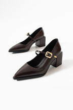 Tokalı Blok Topuklu Mary Jane Ayakkabı 6 cm