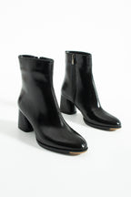 Kadın Rugan Topuklu Bot 6cm - Sivri Burun Kalın Topuklu Fermuarlı Bootie