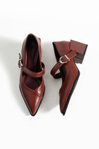 Sivri Burun Topuklu Ayakkabı 6cm - Mary Jane Tarzı