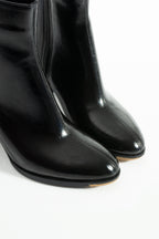 Kadın Rugan Topuklu Bot 6cm - Sivri Burun Kalın Topuklu Fermuarlı Bootie