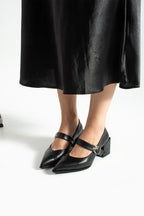 Sivri Burun Topuklu Ayakkabı 6cm - Mary Jane Tarzı