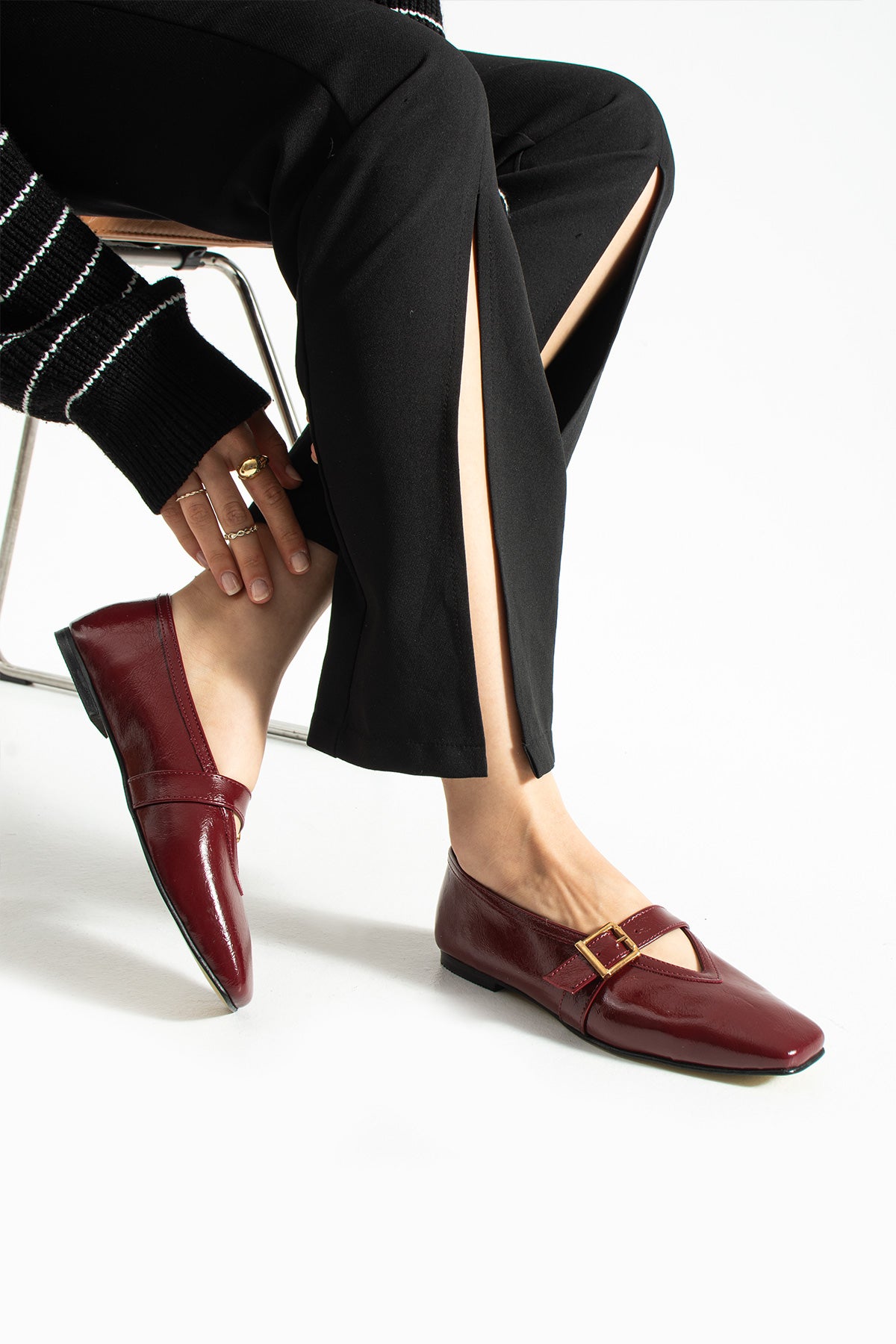 Aveiro Kare Burun Mary Jane Tokalı Babet