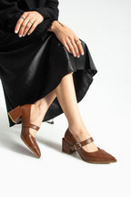 Sivri Burun Topuklu Ayakkabı 6cm - Mary Jane Tarzı