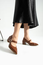 Sivri Burun Topuklu Ayakkabı 6cm - Mary Jane Tarzı