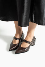 Sivri Burun Topuklu Ayakkabı 6cm - Mary Jane Tarzı