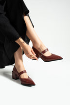 Sivri Burun Topuklu Ayakkabı 6cm - Mary Jane Tarzı