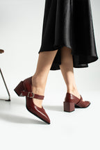 Sivri Burun Topuklu Ayakkabı 6cm - Mary Jane Tarzı