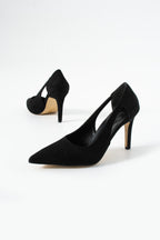 Kadın Sivri Burun Dana Süet Topuklu Ayakkabı 9 cm Konforlu