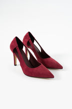 Kadın Sivri Burun Dana Süet Topuklu Ayakkabı 9 cm Konforlu