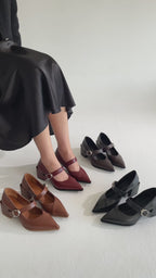 Sivri Burun Topuklu Ayakkabı 6cm - Mary Jane Tarzı