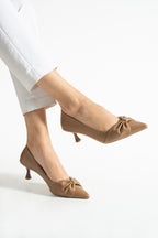 Fiyonk Detaylı Kitten Topuklu Ayakkabı 5 cm Konforlu