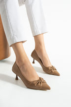 Fiyonk Detaylı Kitten Topuklu Ayakkabı 5 cm Konforlu