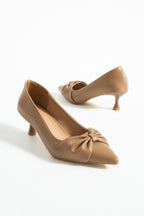 Fiyonk Detaylı Kitten Topuklu Ayakkabı 5 cm Konforlu