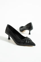 Fiyonk Detaylı Kitten Topuklu Ayakkabı 5 cm Konforlu