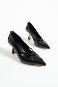 Stylish Cross-Strap Patent Heeled Shoes 7 cm