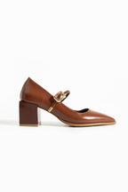 Tokalı Blok Topuklu Mary Jane Ayakkabı 6 cm