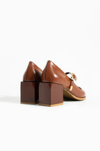 Tokalı Blok Topuklu Mary Jane Ayakkabı 6 cm