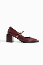 Tokalı Blok Topuklu Mary Jane Ayakkabı 6 cm