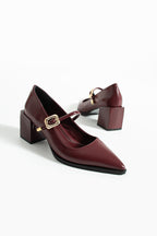 Tokalı Blok Topuklu Mary Jane Ayakkabı 6 cm