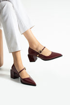 Tokalı Blok Topuklu Mary Jane Ayakkabı 6 cm