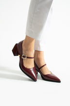 Tokalı Blok Topuklu Mary Jane Ayakkabı 6 cm