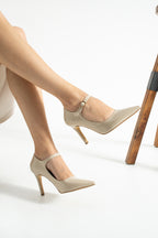 Bilekten Bağlamalı Mary Jane Topuklu Ayakkabı 10 cm