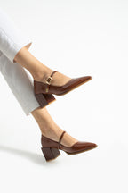 Tokalı Blok Topuklu Mary Jane Ayakkabı 6 cm