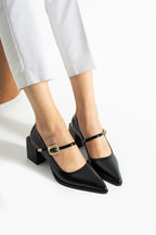 Tokalı Blok Topuklu Mary Jane Ayakkabı 6 cm