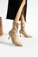 Streç Cilt Bot 7cm - Sivri Burun Yandan Fermuarlı