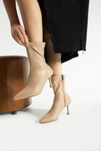 Streç Cilt Bot 7cm - Sivri Burun Yandan Fermuarlı