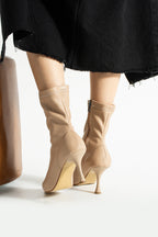 Streç Cilt Bot 7cm - Sivri Burun Yandan Fermuarlı