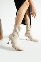 Streç Cilt Bot 7cm - Sivri Burun Yandan Fermuarlı