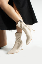 Streç Cilt Bot 7cm - Sivri Burun Yandan Fermuarlı