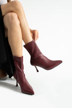 Streç Cilt Bot 7cm - Sivri Burun Yandan Fermuarlı